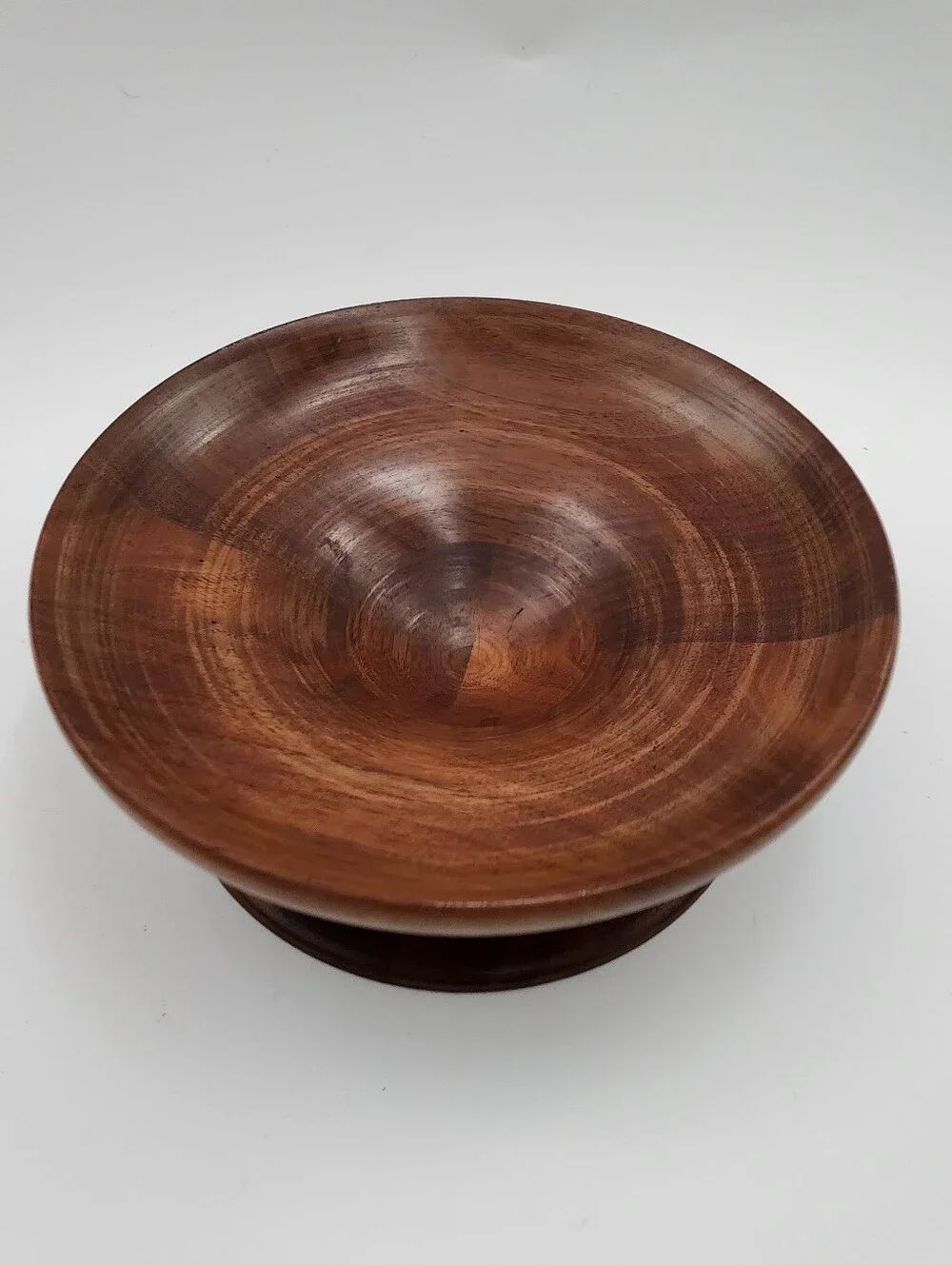 Mid-Century Modern Real Walnut Wood Small Pedestal Serving Bowl